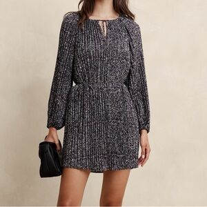 Banana Republic Purple, Black & White Pleated  Women's Dress NWT